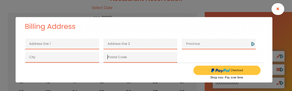 Easync Restaurant Booking System Billing Paypal