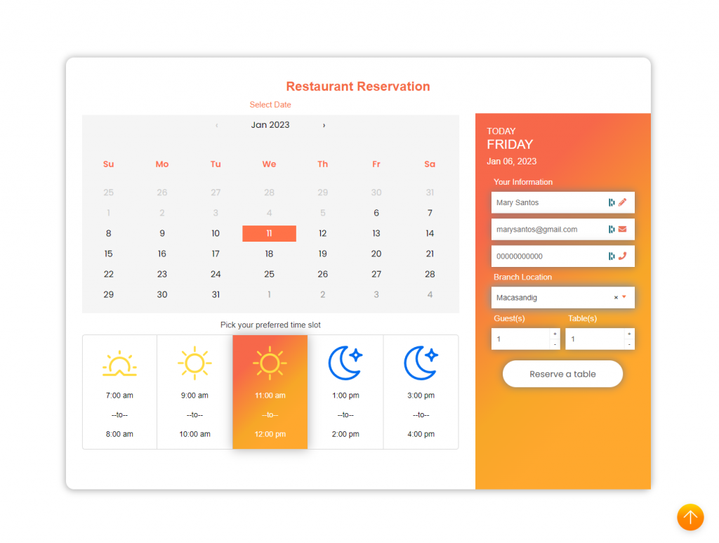 Easync Restaurant Booking System main page, Reservation Systems for Restaurants