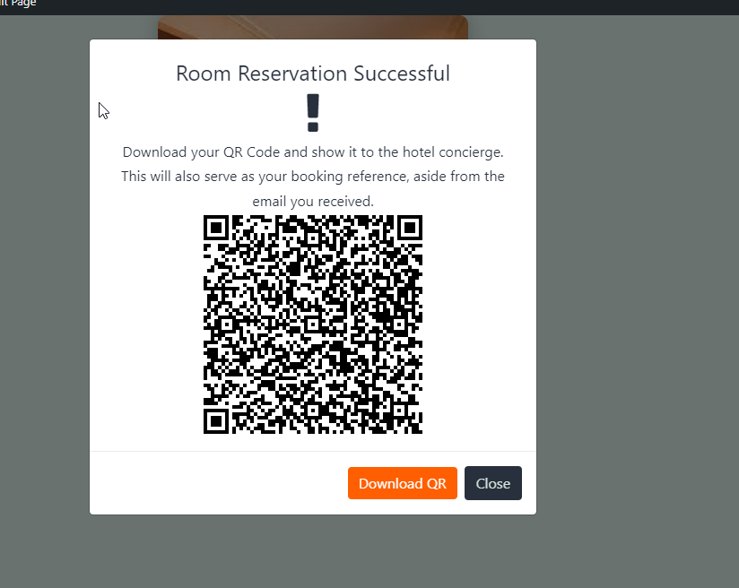 QR Code For Booking in the eaSYNC Hotel Premium Plan