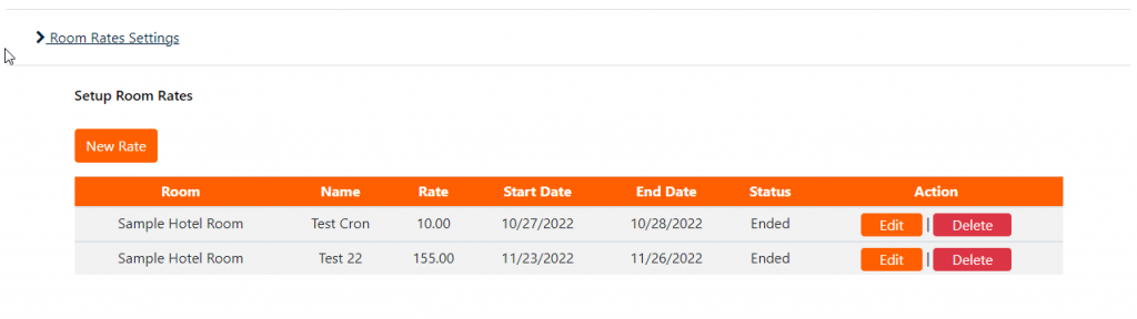 Setting Different Rates Depending On Dates